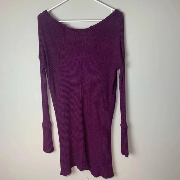 Free People Oversized high/ Low Waffle Top Size SP - Picture 2 of 5